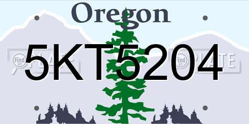 5KT5204 Oregon License Plate