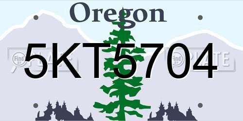 5KT5704 Oregon License Plate