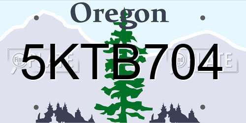 5KTB704 Oregon License Plate
