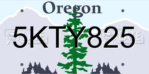 5KTY825 Oregon License Plate