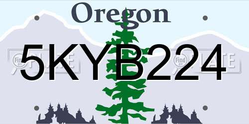 5KYB224 Oregon License Plate