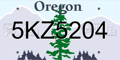 5KZ5204 Oregon License Plate