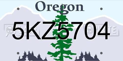 5KZ5704 Oregon License Plate