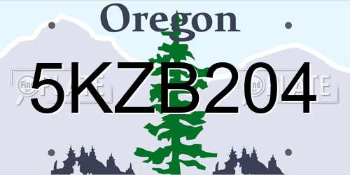 5KZB204 Oregon License Plate