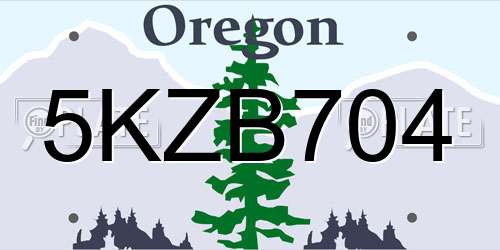 5KZB704 Oregon License Plate