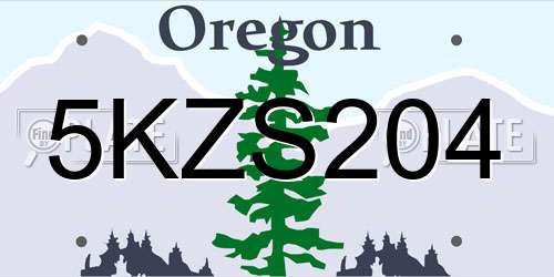 5KZS204 Oregon License Plate