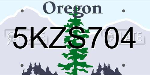 5KZS704 Oregon License Plate