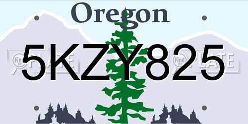 5KZY825 Oregon License Plate