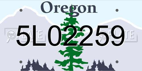 5L02259 Oregon License Plate