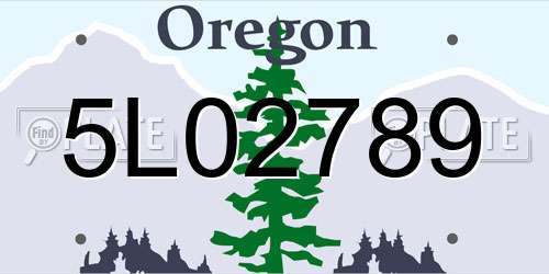 5L02789 Oregon License Plate