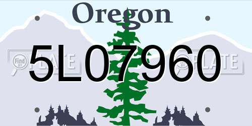 5L07960 Oregon License Plate