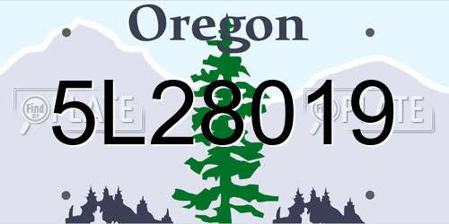 5L28019 Oregon License Plate