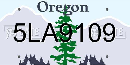 5LA9109 Oregon License Plate
