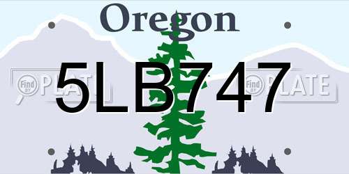 5LB747 Oregon License Plate