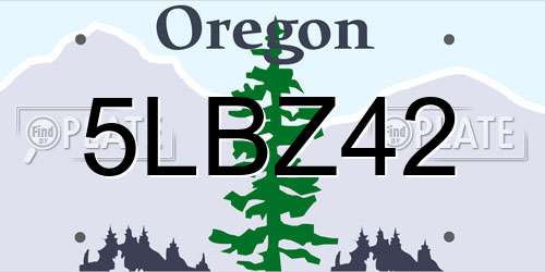 5LBZ42 Oregon License Plate