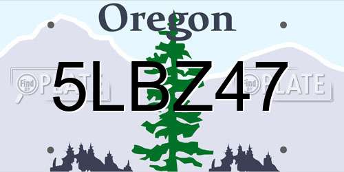 5LBZ47 Oregon License Plate