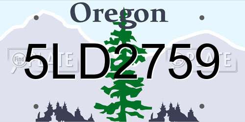 5LD2759 Oregon License Plate