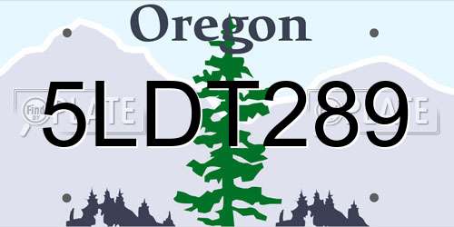 5LDT289 Oregon License Plate