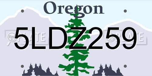 5LDZ259 Oregon License Plate