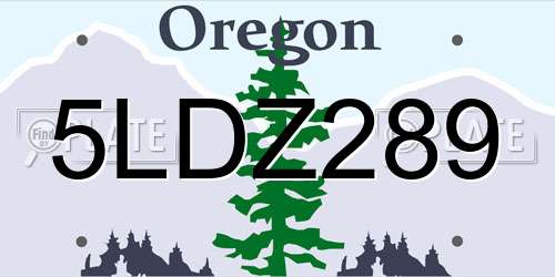 5LDZ289 Oregon License Plate