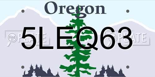 5LEQ63 Oregon License Plate