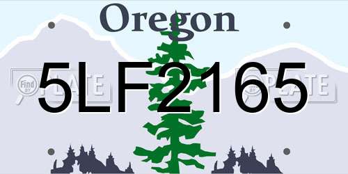 5LF2165 Oregon License Plate
