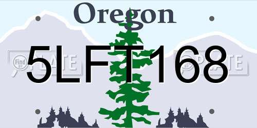 5LFT168 Oregon License Plate