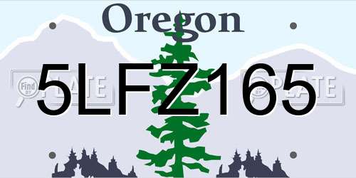 5LFZ165 Oregon License Plate