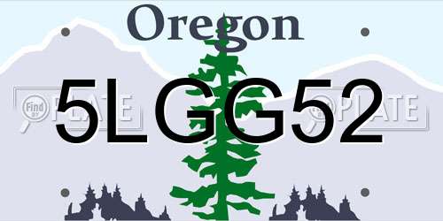 5LGG52 Oregon License Plate