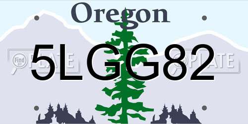 5LGG82 Oregon License Plate