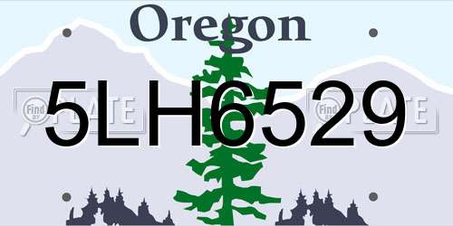 5LH6529 Oregon License Plate