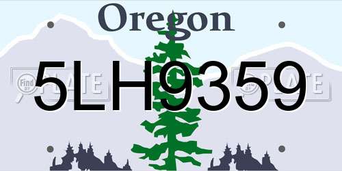 5LH9359 Oregon License Plate
