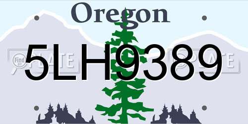 5LH9389 Oregon License Plate