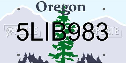 5LIB983 Oregon License Plate