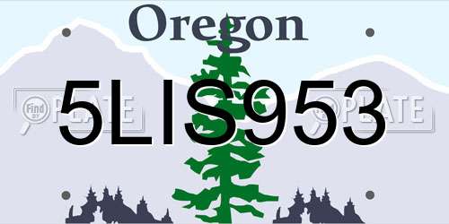 5LIS953 Oregon License Plate