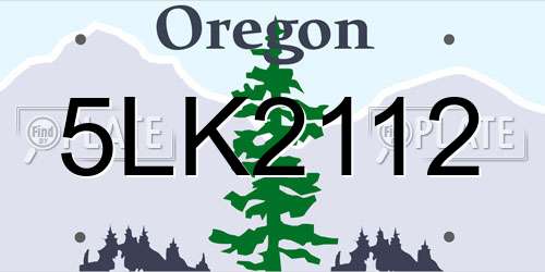 5LK2112 Oregon License Plate