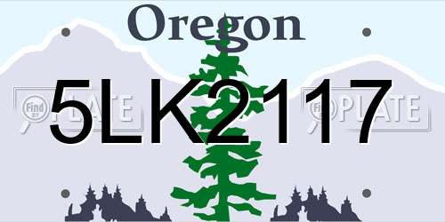 5LK2117 Oregon License Plate