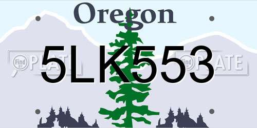 5LK553 Oregon License Plate