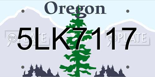 5LK7117 Oregon License Plate