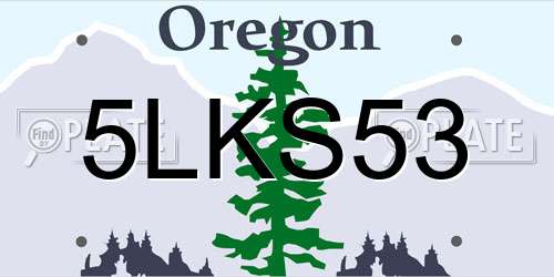 5LKS53 Oregon License Plate