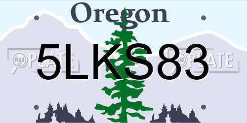 5LKS83 Oregon License Plate
