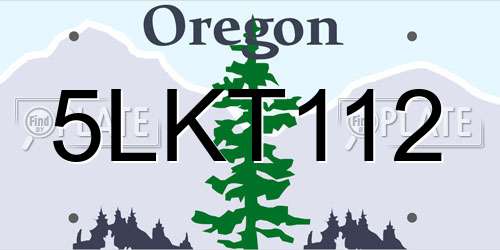 5LKT112 Oregon License Plate