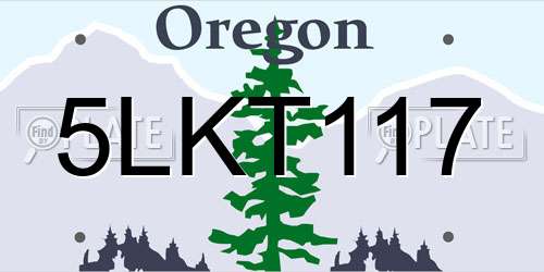 5LKT117 Oregon License Plate