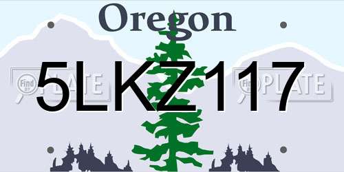 5LKZ117 Oregon License Plate