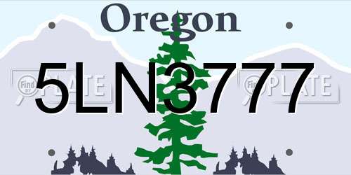 5LN3777 Oregon License Plate