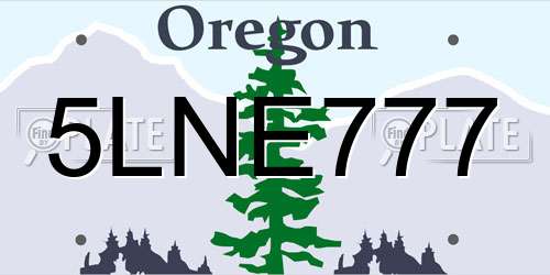 5LNE777 Oregon License Plate
