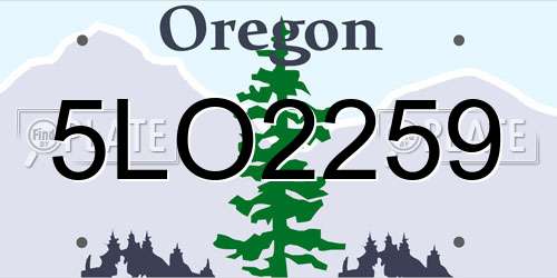 5LO2259 Oregon License Plate