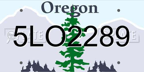 5LO2289 Oregon License Plate