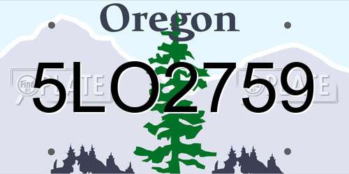 5LO2759 Oregon License Plate