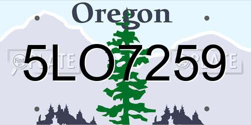 5LO7259 Oregon License Plate